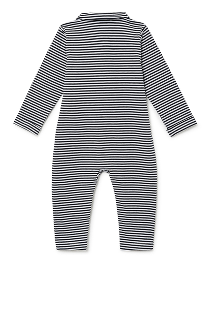 Striped Boat Embroidery Jumpsuit